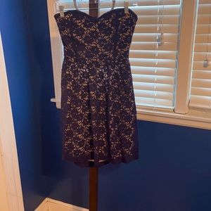 Navy blue strapless dress